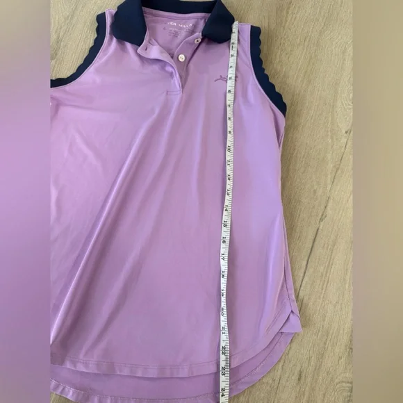 PETER MILLAR Stretch Sleeveless Jersey Polo Shirt Purple Navy Golf Tennis - Picture 5 of 9